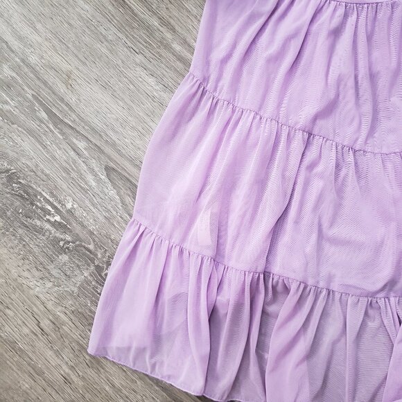 La Vie En Rose Lavender Purple Chiffon Chemise Nightie Sz L - Picture 3 of 6